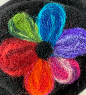 Baskenmütze Paula Stoffblüte