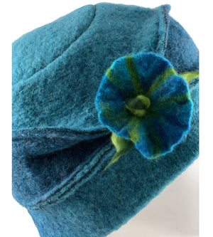 Duo-Mütze FABRICIA türkis mit Blüte