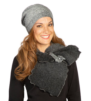 Steckschal Fabricia grau mit Beanie