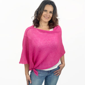 Strickponcho fuchsia 2