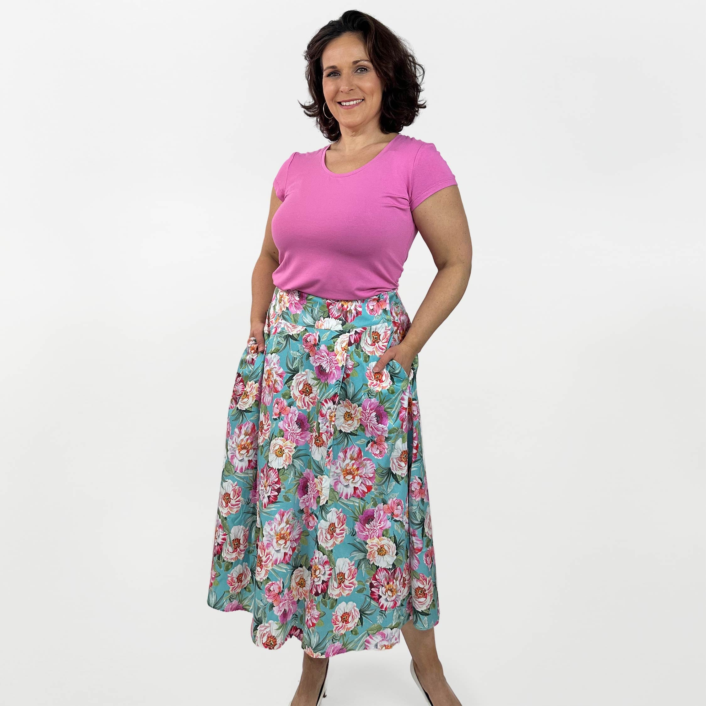 Faltenrock Tina lang rose