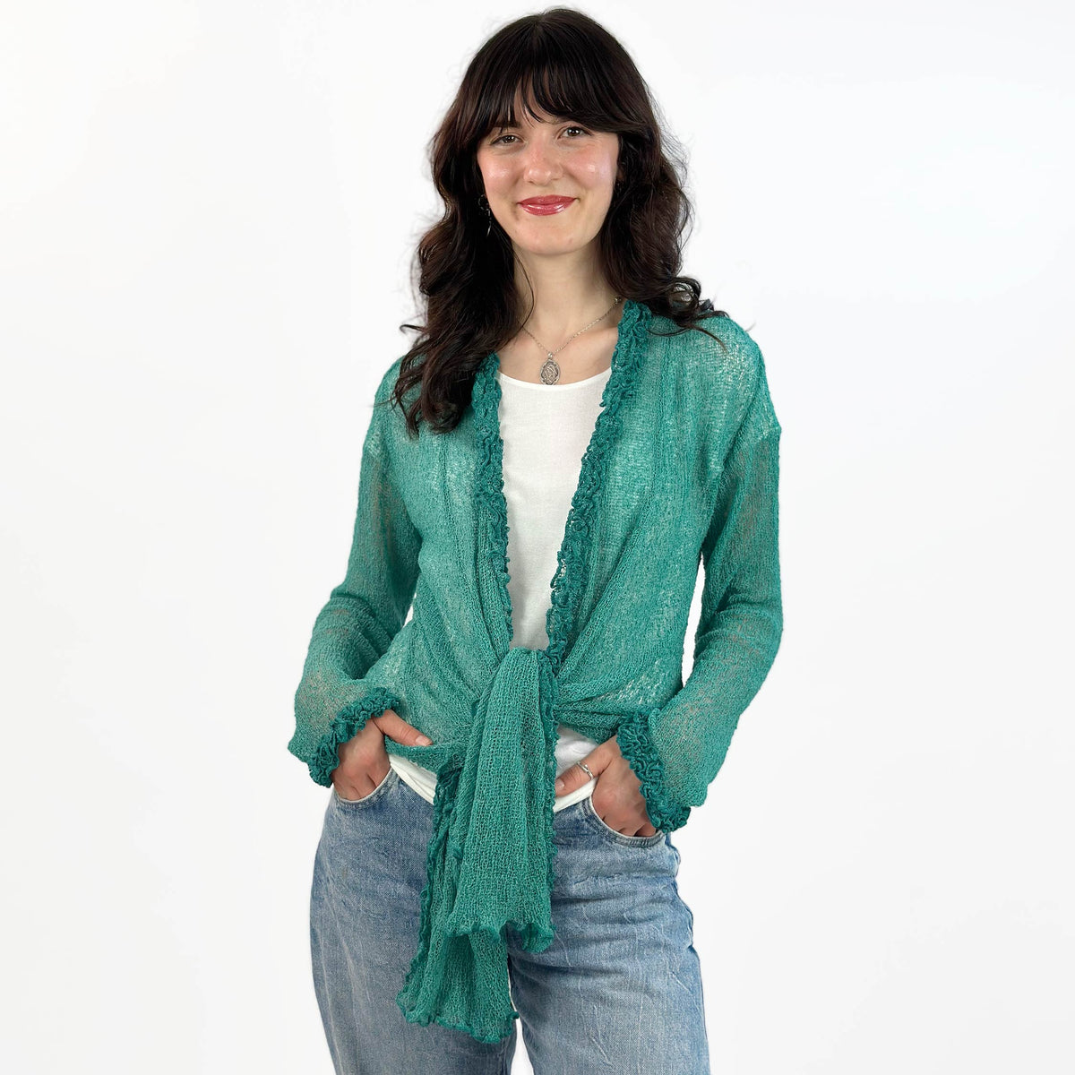 Longjacke Irini grün offen