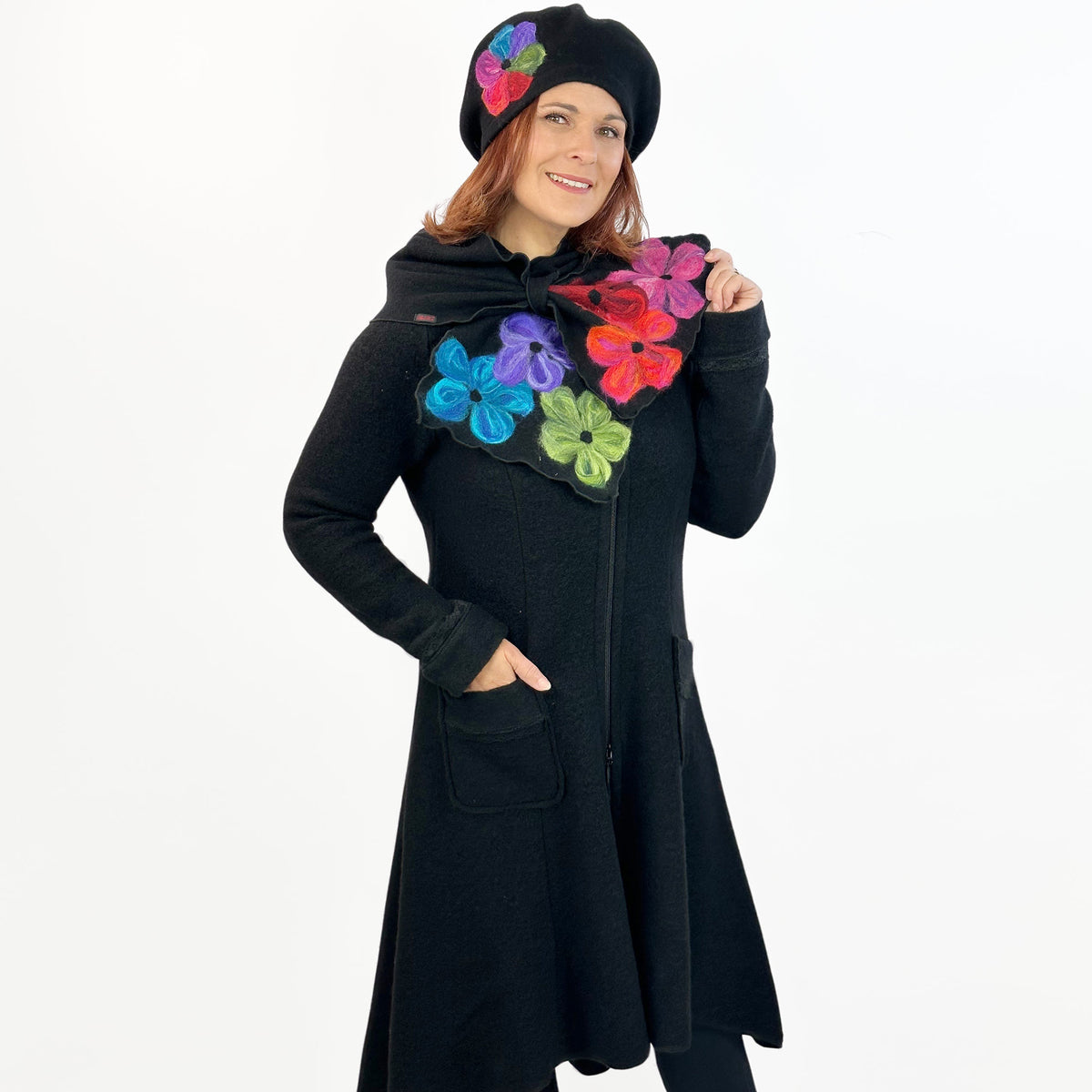 Mantel Paula mit Baske und Schal