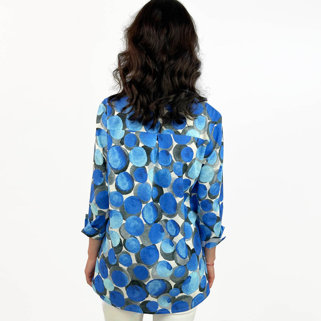 Oversizebluse Tina blau Rückenansicht