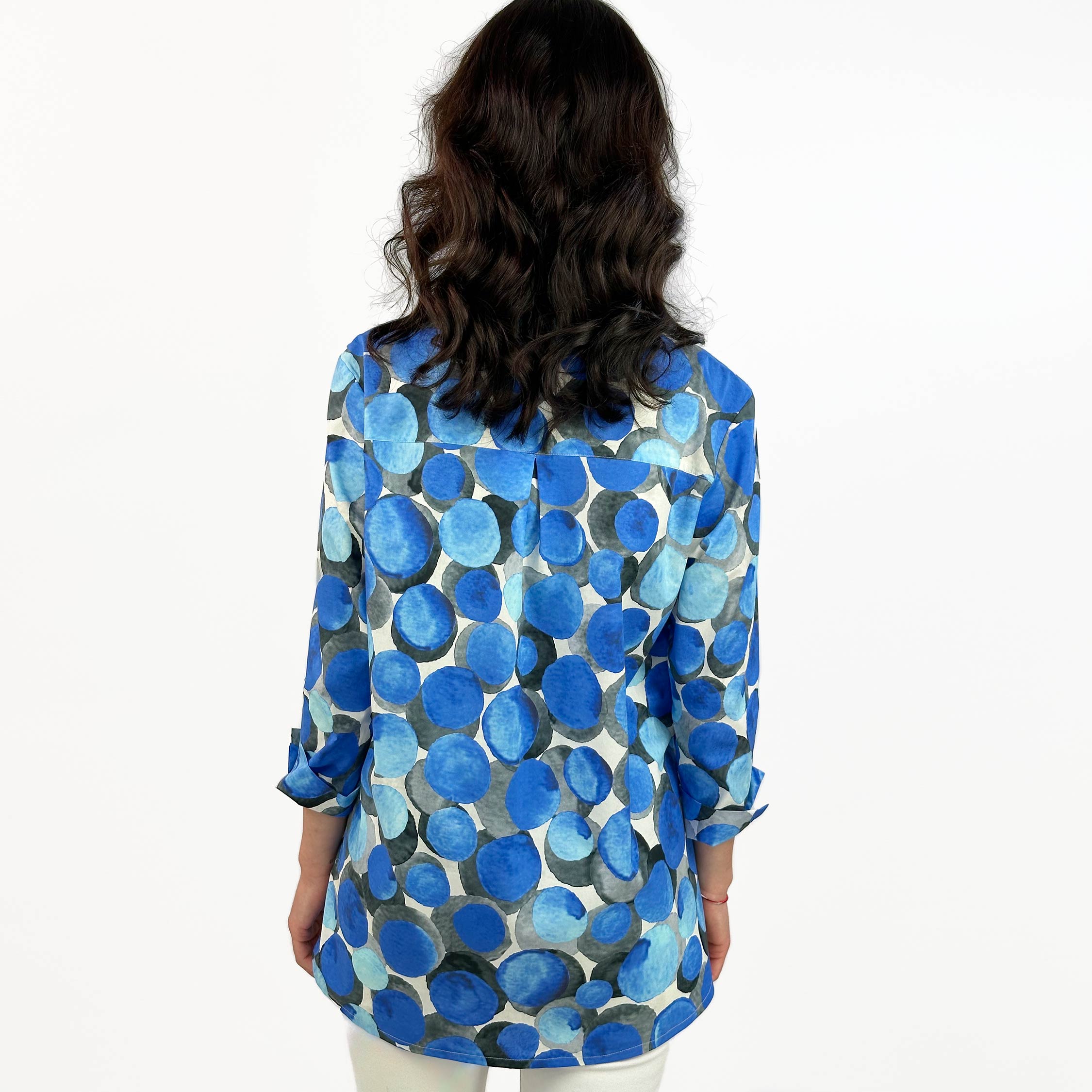 Oversizebluse Tina blau Rückenansicht