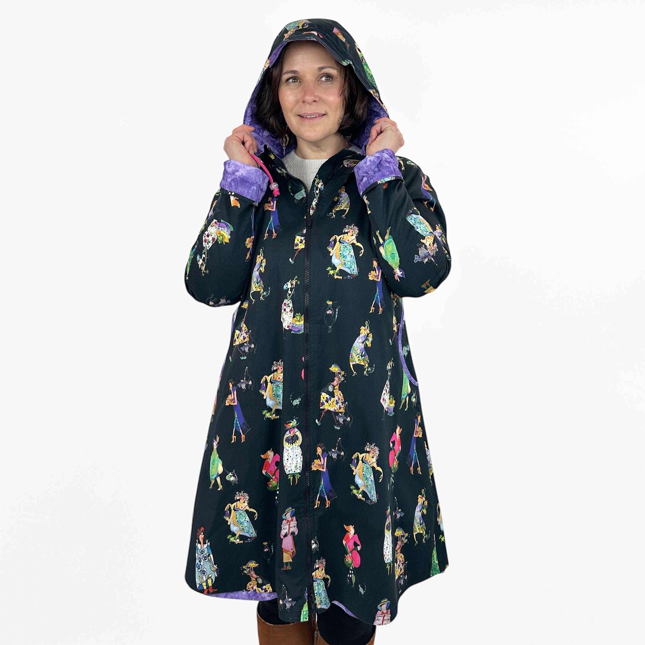 Wind- & Wetterjacke Weibsbilder schwarz Kapuze