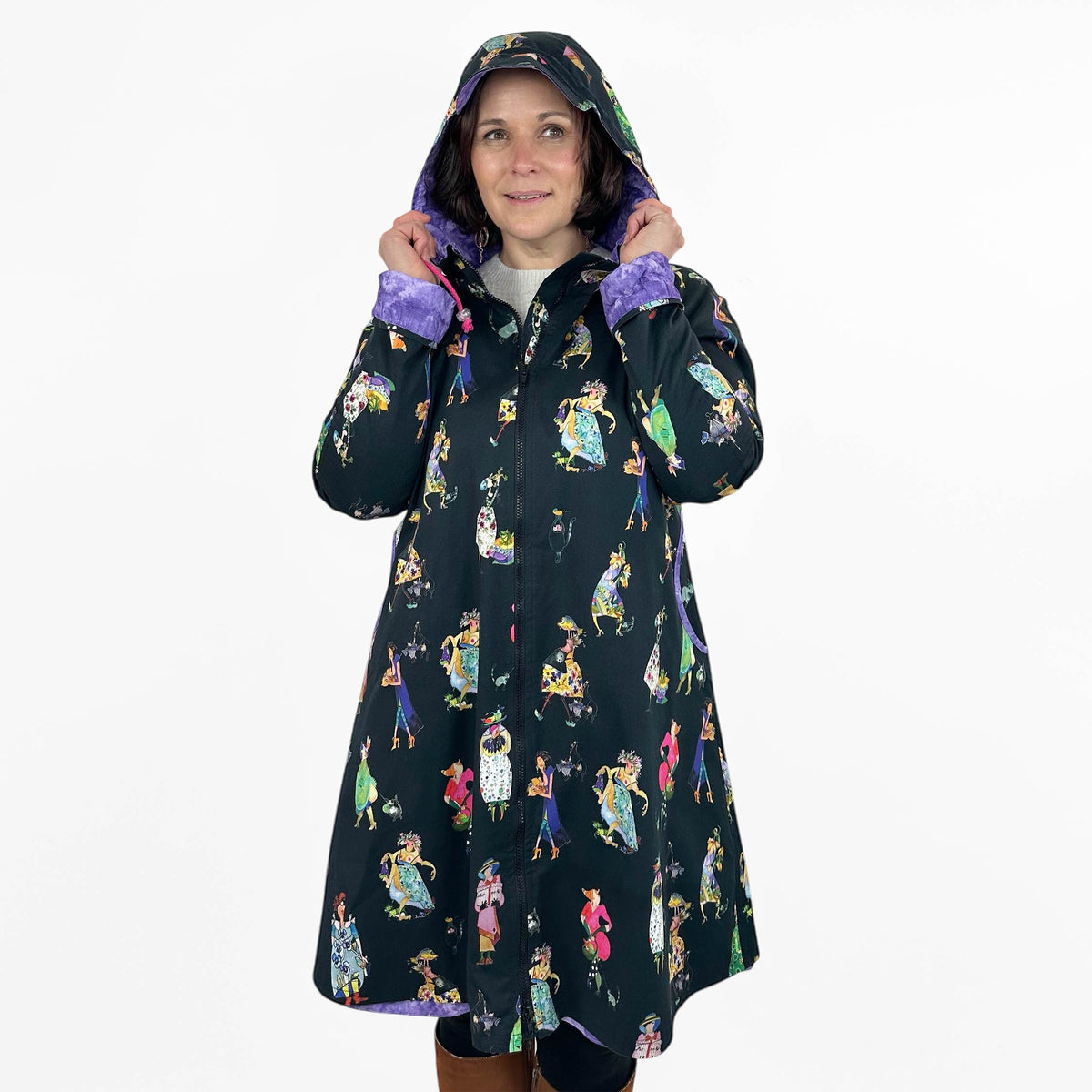 Wind- & Wetterjacke Weibsbilder schwarz Kapuze