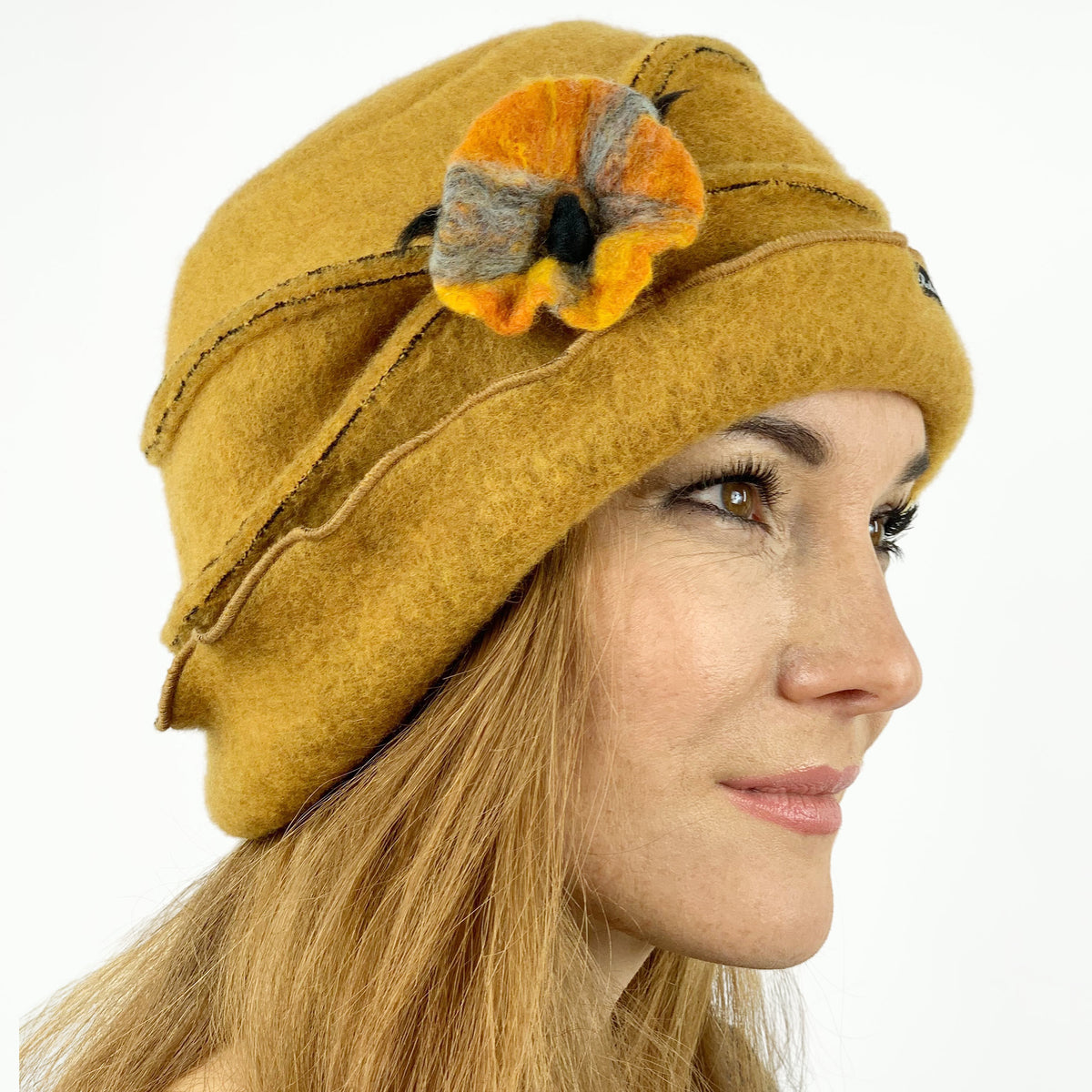 Mütze Wolke gelb Seite