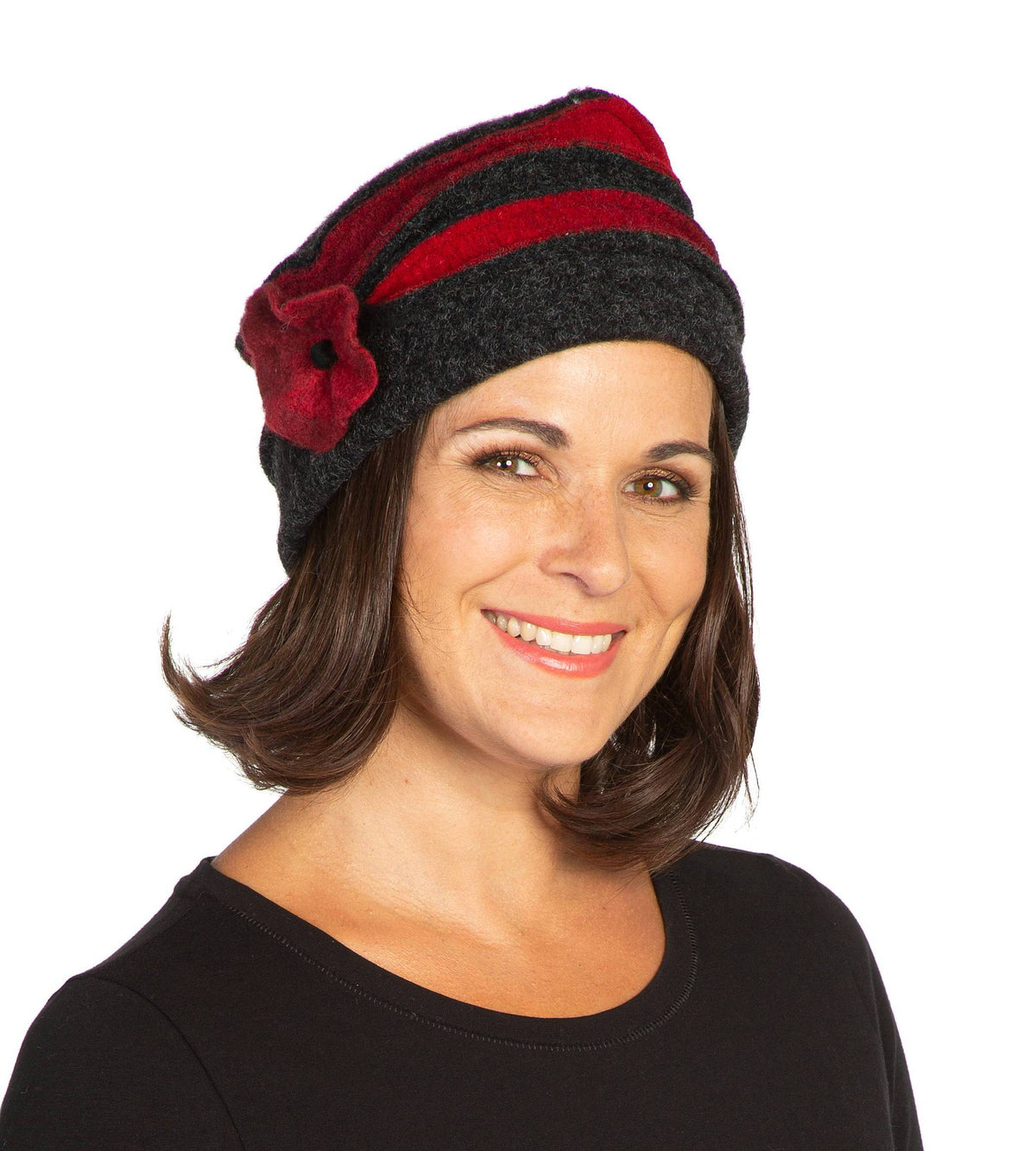 Biesen-Mütze FABRICIA rot