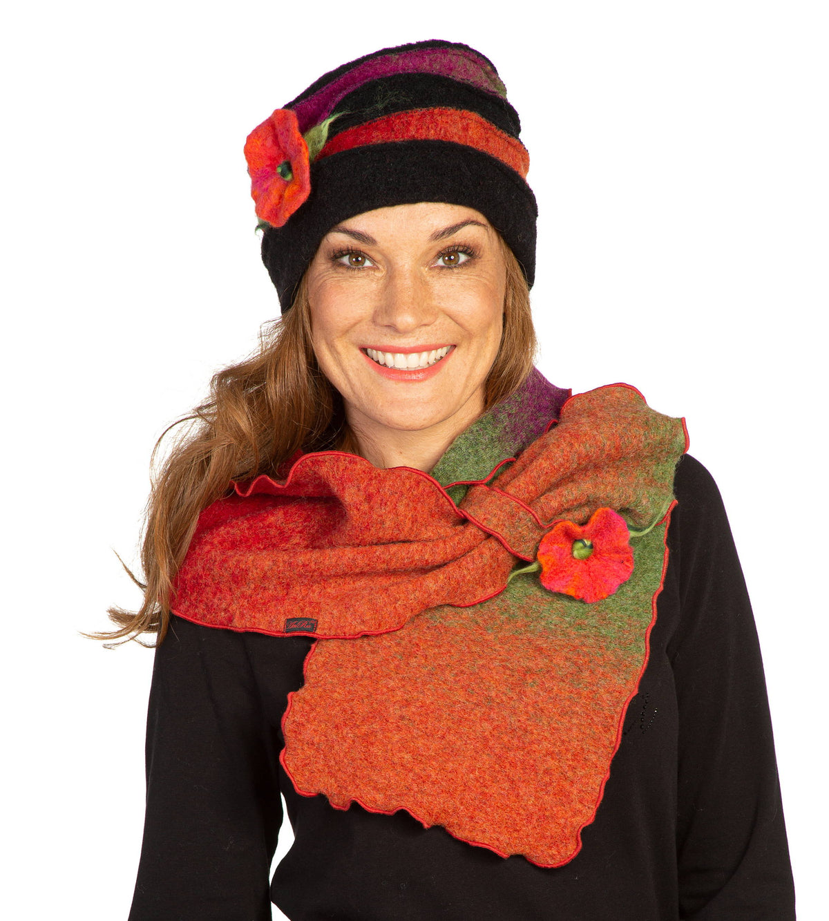 Biesen-Mütze FABRICIA multicolor mit Steckschal