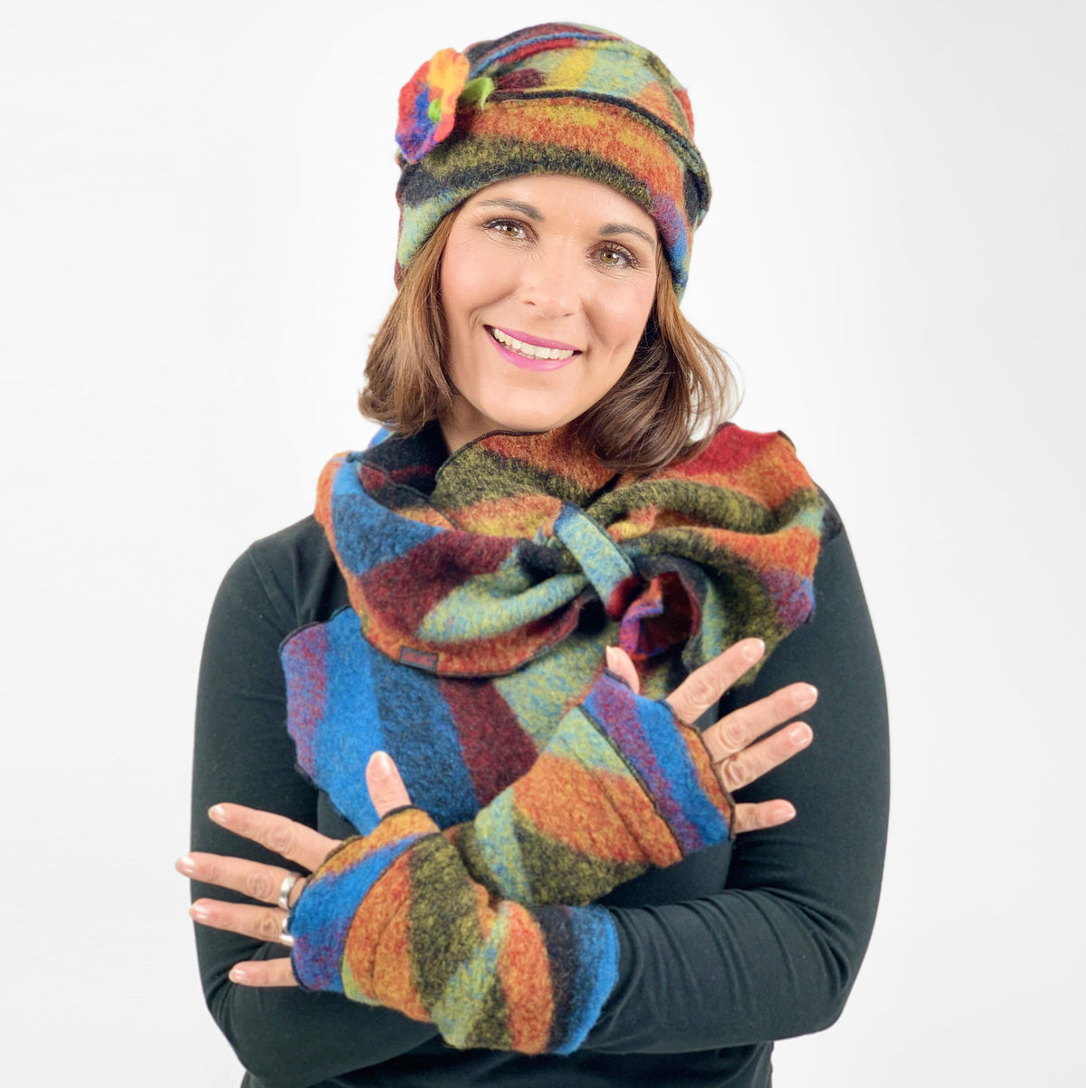 Duo-Mütze PICA mit Steckschal und Stulpen