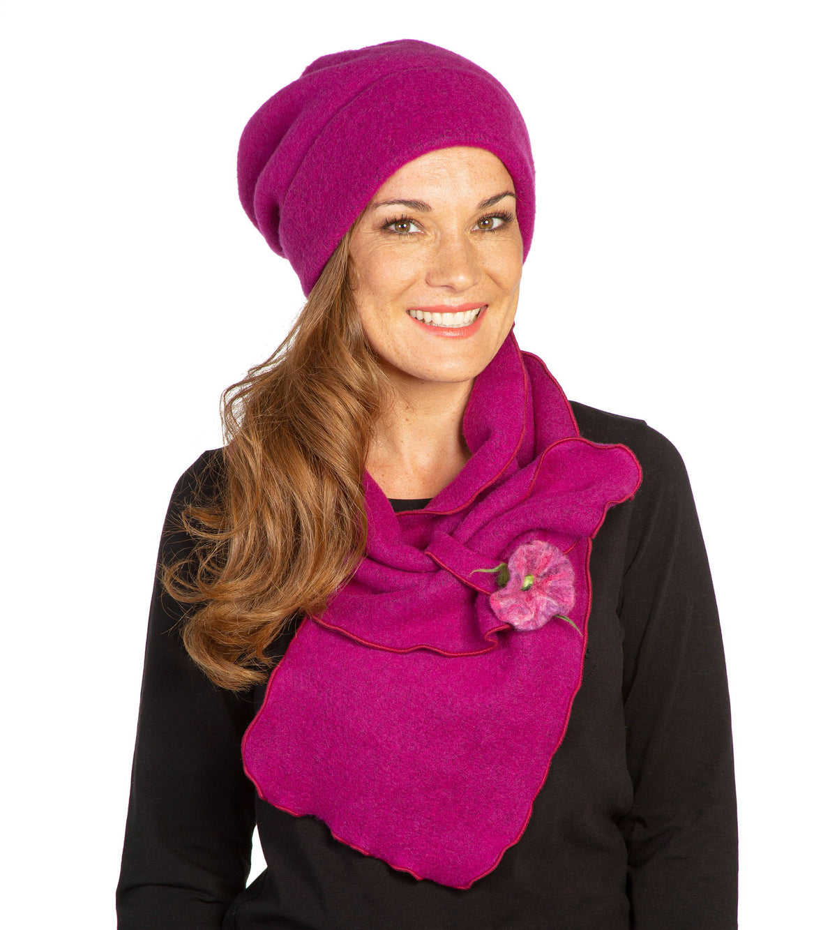 Steckschal Wolke pink und Beanie