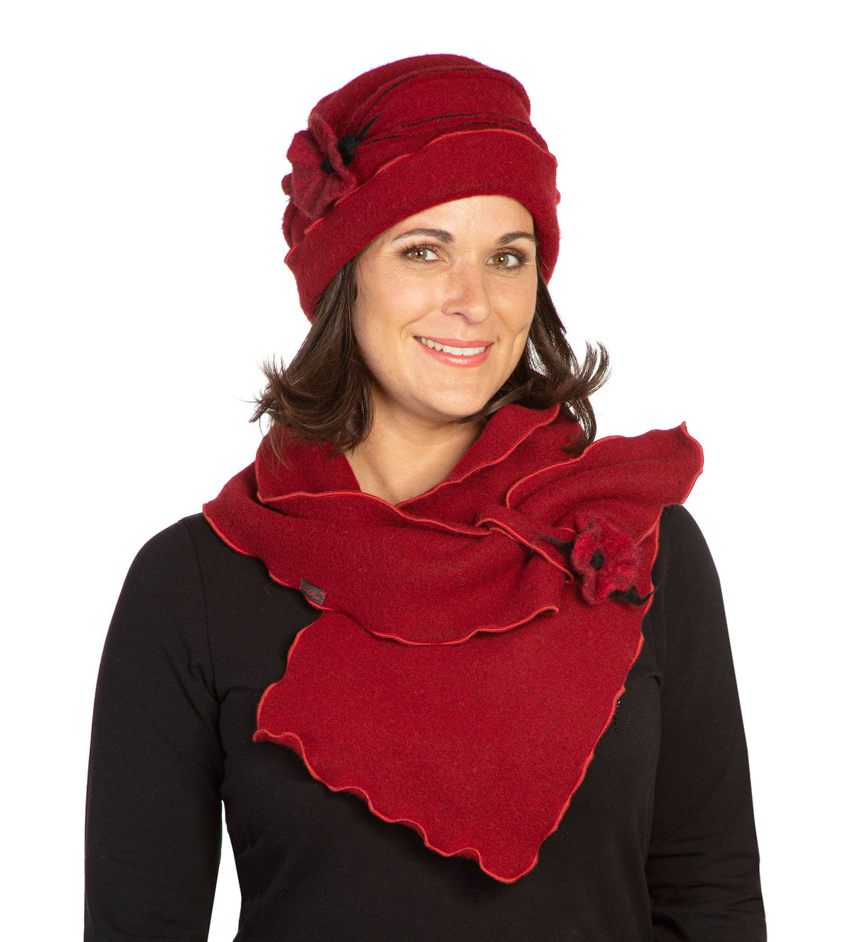 Steckschal Wolke rot und Duo-Mütze