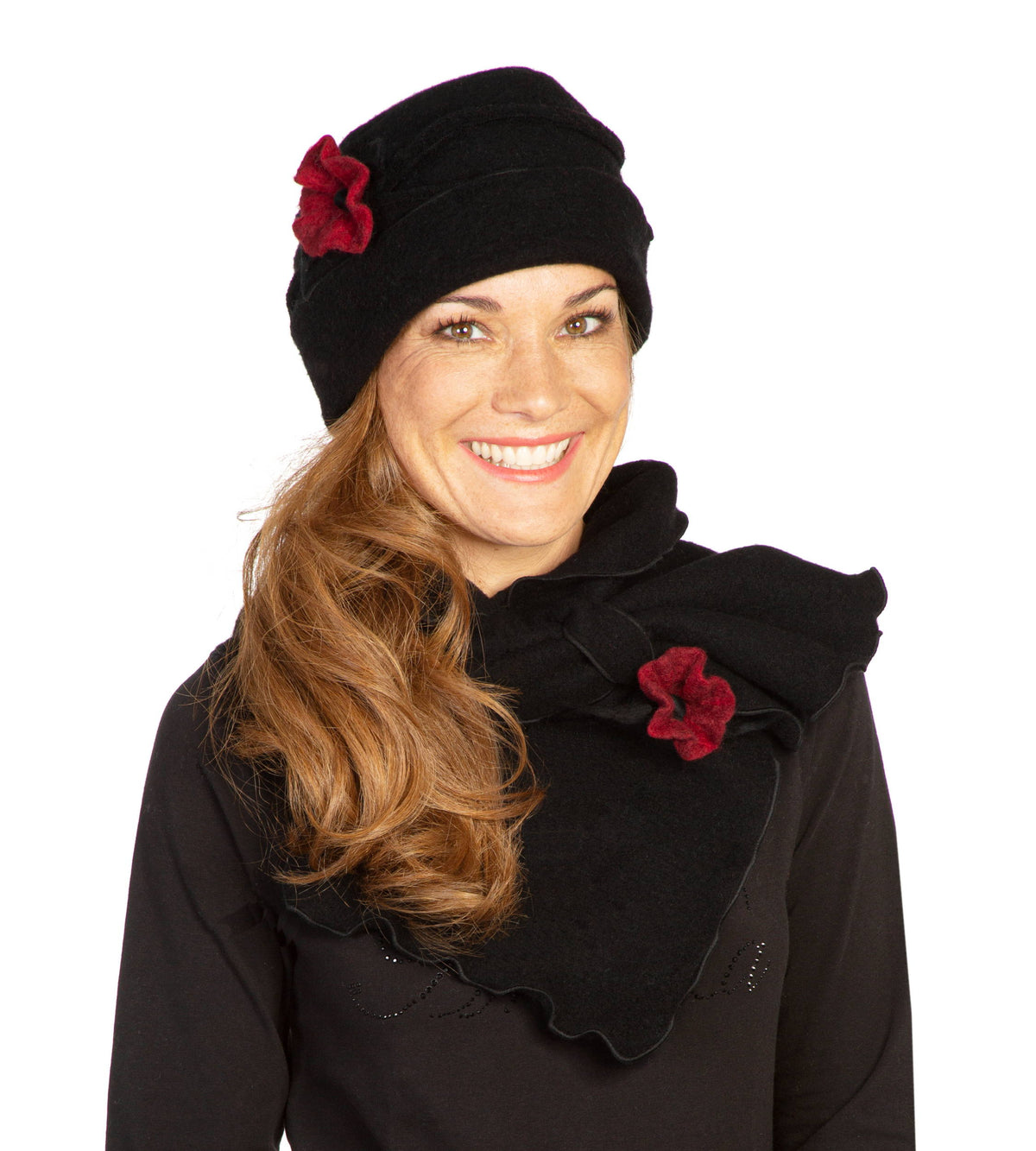 Steckschal Wolke schwarz und Duo-Mütze