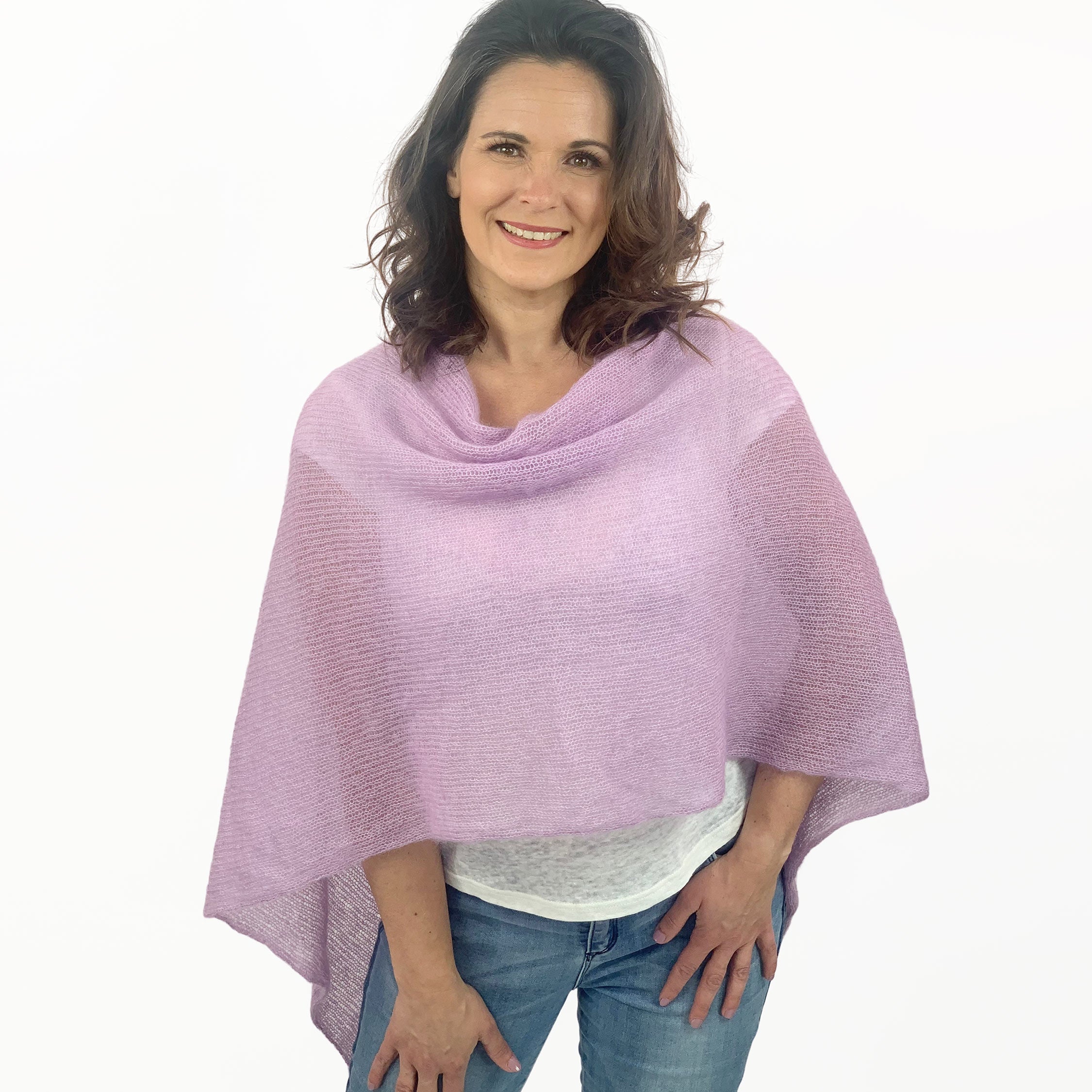 Strickponcho flieder