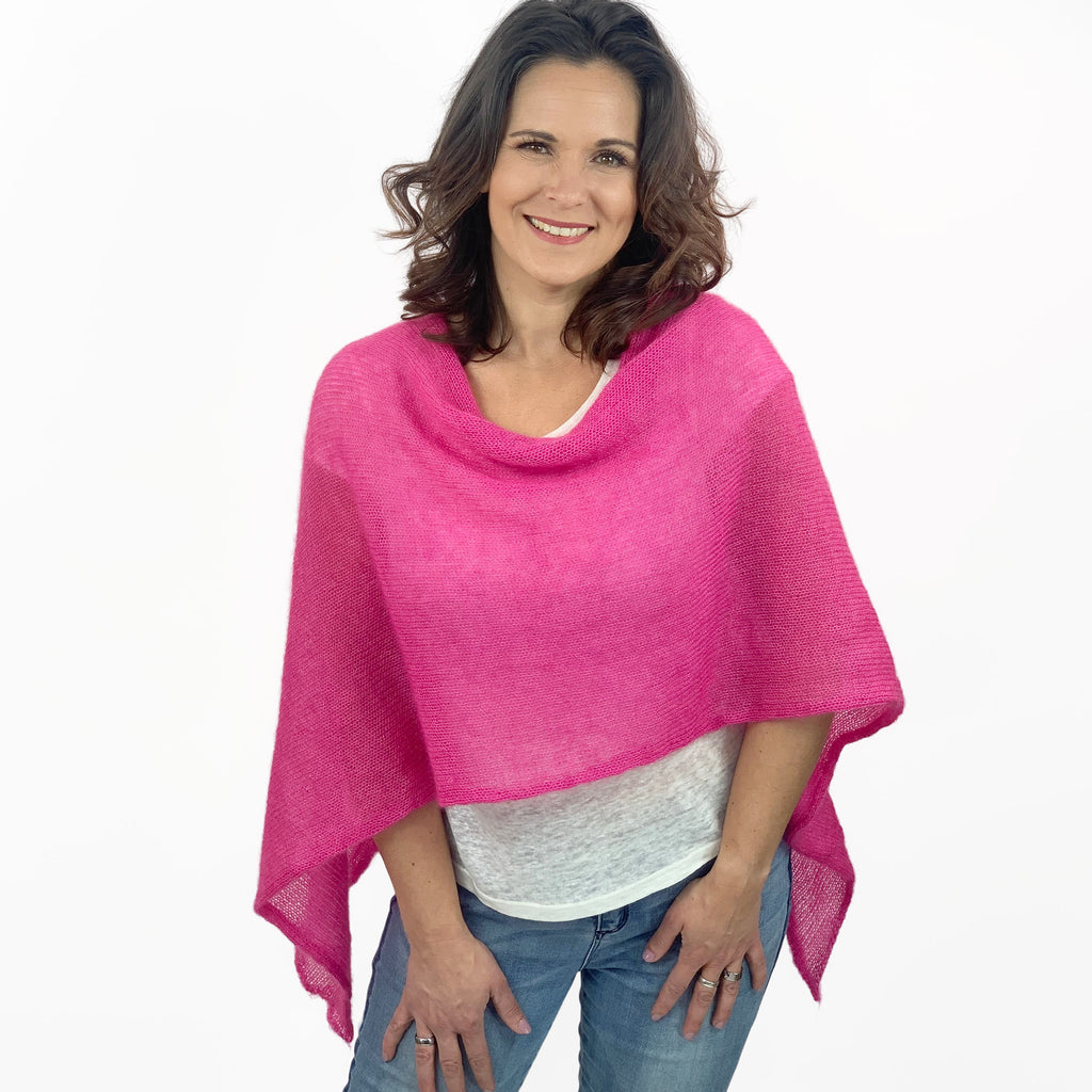 Strickponcho fuchsia 4